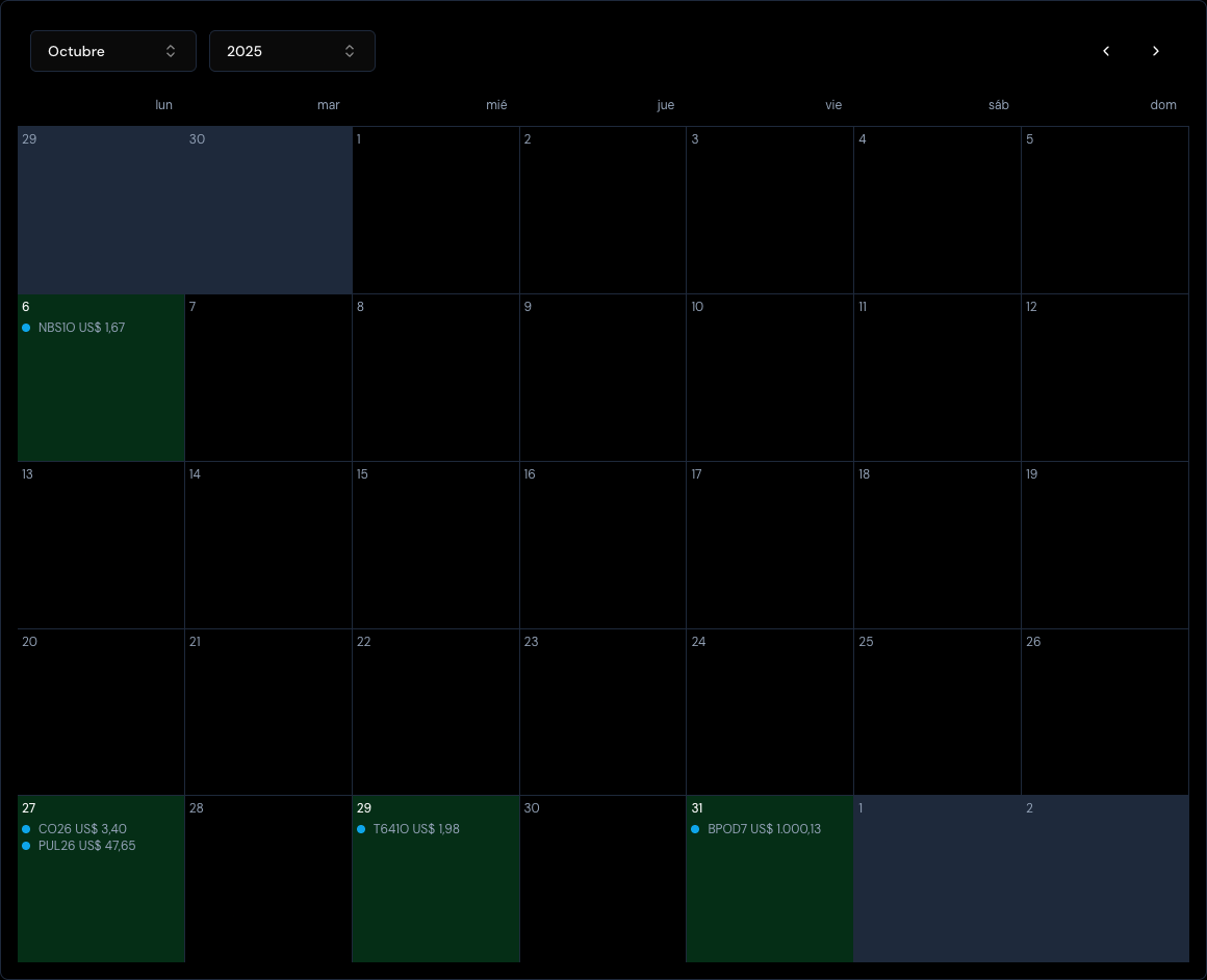 Imagen exportada del calendario de bonos